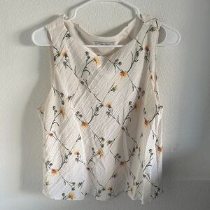 Abercrombie & Fitch Floral Tank Top - Cream with Yellow and Green flowers